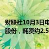 财联社10月3日电，腾讯控股表示，10月3日回购54.92万股股份，耗资约2.5亿港元。