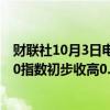 财联社10月3日电，澳洲股市指标S&amp;P/ASX 200指数初步收高0.07%。