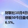 财联社10月4日电，在港交所上市的科创50ETF——南方科创板50今日盘中再次拉升，一度涨超10%，目前涨幅收窄至6.5%。