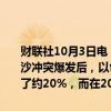 财联社10月3日电，国际货币基金组织（IMF）发言人表示，预估在加沙冲突爆发后，以色列2023年第四季度的国内生产总值（GDP）缩减了约20%，而在2024年上