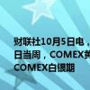 财联社10月5日电，据美国商品期货交易委员会（CFTC），截至10月1日当周，COMEX黄金期货投机性净多头头寸减少5881手至248960手。COMEX白银期