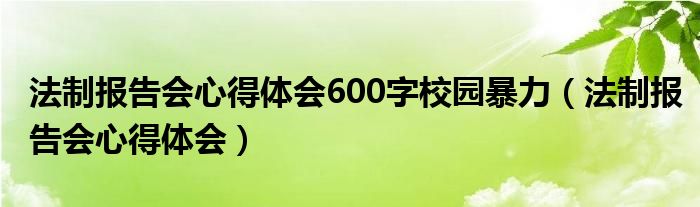 法制报告会心得体会600字高中（法制报告会心得体会校园欺凌）