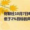 财联社10月7日电，欧洲央行管委维勒鲁瓦表示，由于通胀低于2%目标的风险上升，十月份“很可能”会降息。