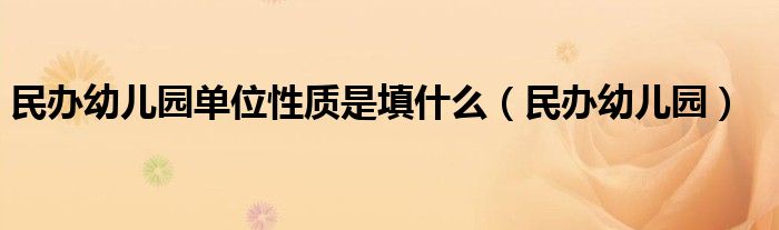 民办幼儿园单位性质类别是什么（民办幼儿园属于什么性质的单位）