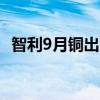 智利9月铜出口额45.51亿美元 同比增21%