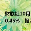 财联社10月10日电，WTI原油期货结算价跌0.45%，报73.24美元/桶。