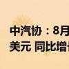 中汽协：8月汽车零部件产品进口金额达27亿美元 同比增长9.4%