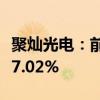 聚灿光电：前三季度净利润1.6亿元 同比增107.02%