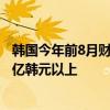 韩国今年前8月财政赤字达84.2万亿韩元 规模同比增加18万亿韩元以上