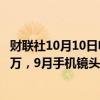 财联社10月10日电，舜宇光学9月手机摄像模组出货量3677万，9月手机镜头出货量1.19亿。