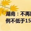 湖南：不再区分首套房二套房 最低首付款比例不低于15%