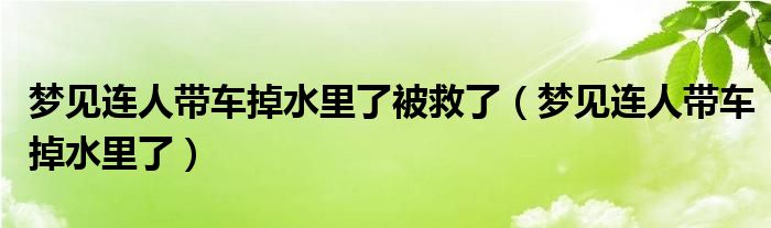 梦见连人带车掉河里是什么意思（梦见连人带车掉水里了）