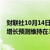 财联社10月14日电，欧佩克月报显示，将2024年全球经济增长预测维持在3%，将2025年预测维持在2.9%。