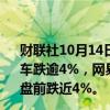 财联社10月14日电，部分热门中概股美股盘前走低，小鹏汽车跌逾4%，网易跌逾3%；3倍做多富时中国ETF-Direxion盘前跌近4%。