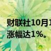 财联社10月14日电，西班牙IBEX35指数日内涨幅达1%。