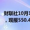 财联社10月15日电，上期所原油期货跌超4%，现报550.4元/桶。