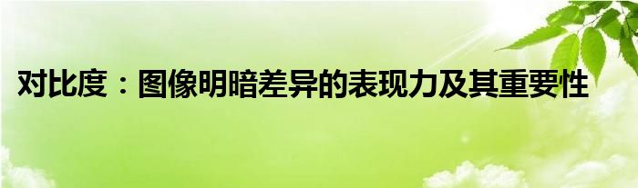 什么是图像对比度?人眼感受的亮度（对比明度图片）