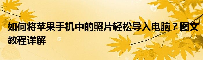 苹果手机中的照片怎么导入电脑（苹果手机里面的照片怎么导入电脑）