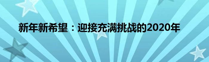 充满希望与挑战的2022年（迎接2020年的新挑战）