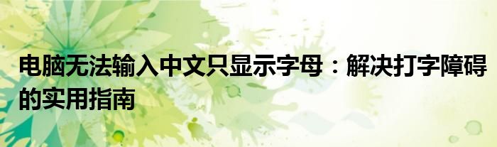 电脑中文输入法打字打不出来字只有字母（电脑打字打不出中文只有字母）