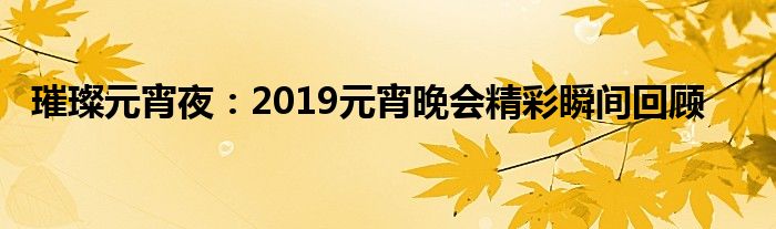 2019元宵晚会央视网（2019元宵晚会结束时间）