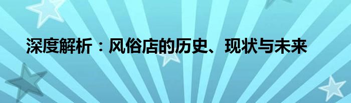 风俗指的是什么（深度解析:风俗店的历史,现状与未来发展趋势）