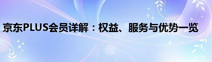 京东plus正式会员（京东plus会员权益介绍）