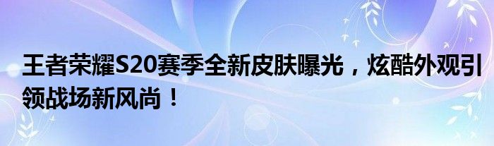 s20新皮肤爆料王者荣耀（王者荣耀s20赛季皮肤图片）