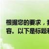 根据您的要求，我将围绕好车贷这个主题生成一个标题和内容。以下是标题和内容的示例：