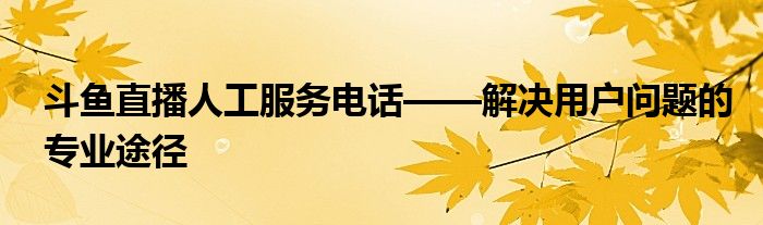 斗鱼官方电话多少（斗鱼官方电话客服热线）