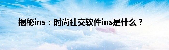 ins社交软件是什么（ins社交软件是什么意思）