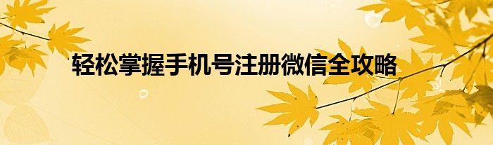 手机号注册微信过程（手机号注册微信号怎么注册步骤）