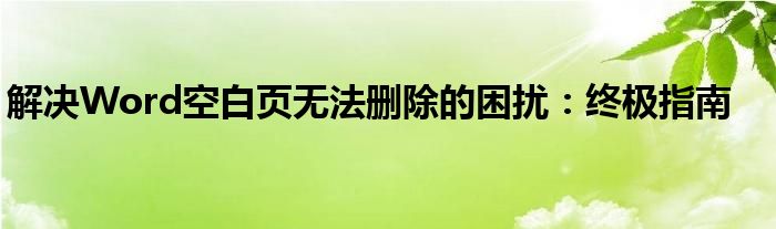 怎么把word空白页删除 最后一页（word空白页删除不了怎么办）