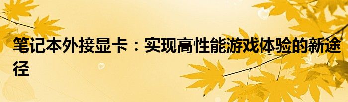 笔记本外接显卡条件（笔记本外接显卡效果怎么样）