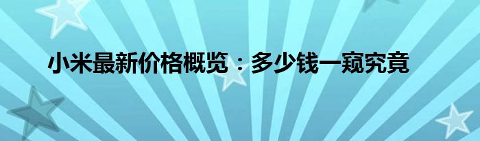 小米最新款多少钱一台（最新款小米多少钱）