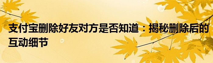 支付宝删除好友还能偷偷加回来吗（支付宝删除好友对方是否知道）