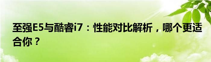 英特尔至强e5比i7好吗（英特尔至强e5比i7好吗）