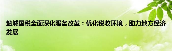 税务优化税收环境提升服务质效（盐城优化营商环境）