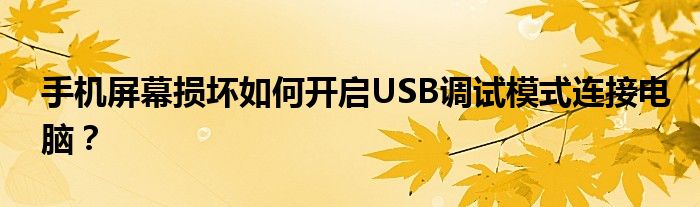 手机屏幕损坏了怎么跳过usb调试（手机屏幕损坏后如何开启USB调试）